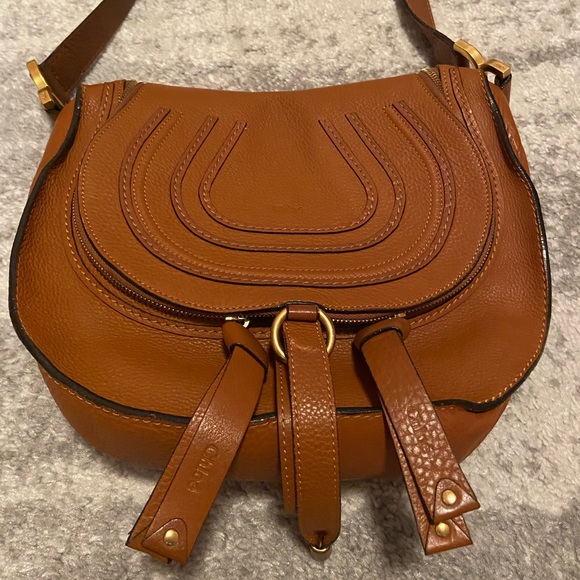 Chloe Handbags - Chloe Marcie Medium Saddle Bag Tan